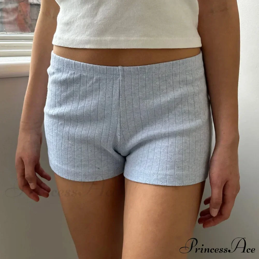 Slim Fit Retro Kawaii Solid Front Button Down Elastic Waist Pajamas Short - Image 3