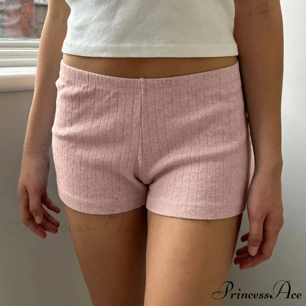 Slim Fit Retro Kawaii Solid Front Button Down Elastic Waist Pajamas Short - Image 4