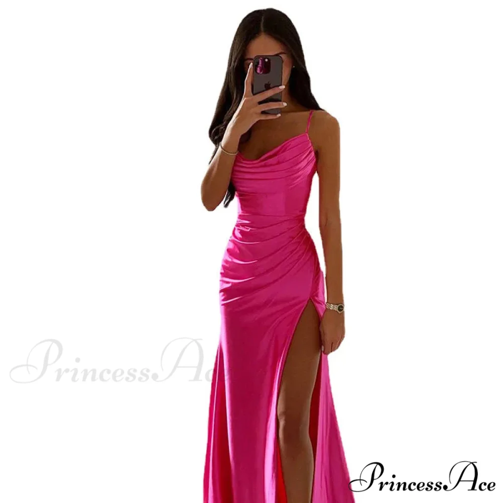 Elegant Fashionable Sexy Summer Solid Slit Pleated Maxi Bodycon Dress - Image 2