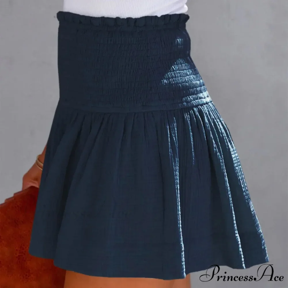 Flowy Casual Cotton Elastic Waisted Pleated Ruffle Cute Short - Image 5