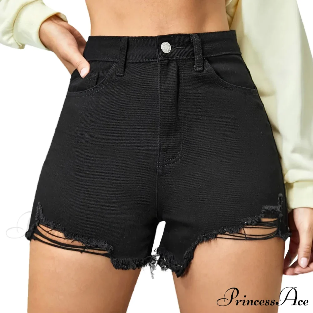 Fashion Y2k Street Style Torn Denim Casual High Waisted Printing Short - Image 3