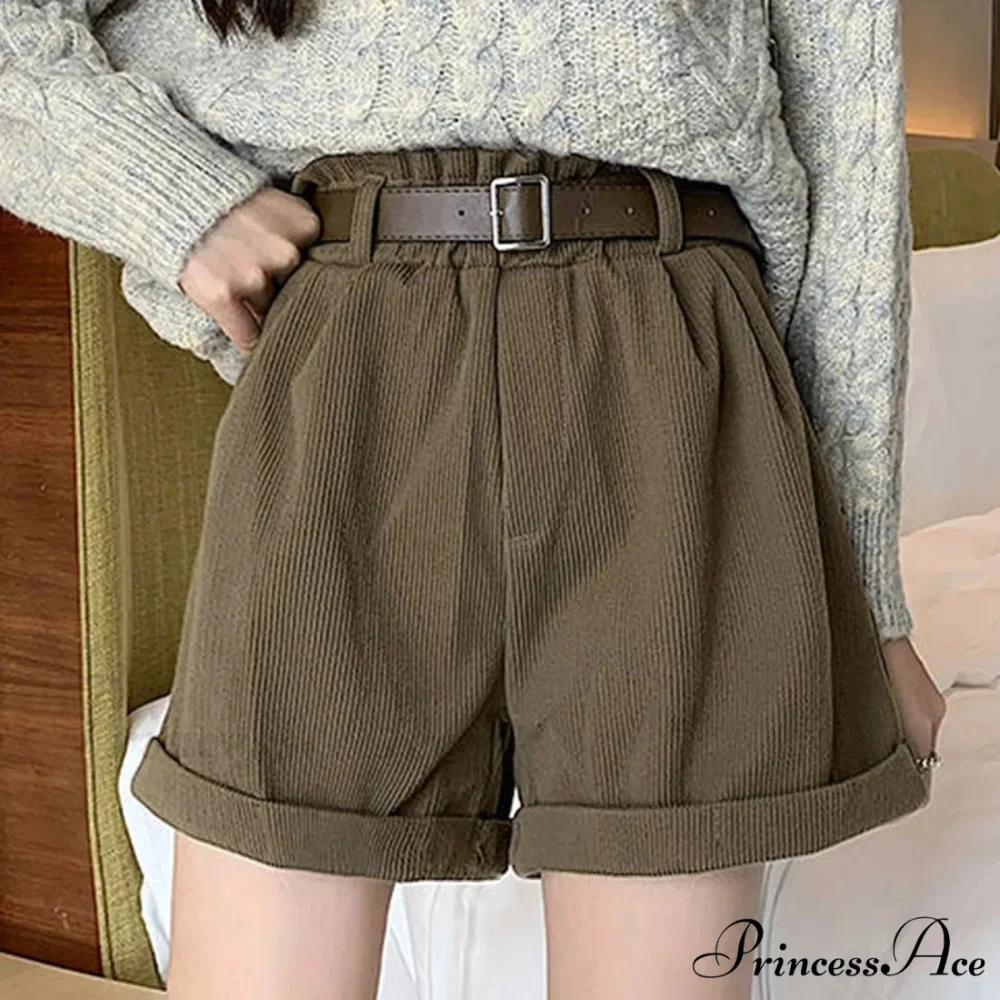 Corduroy Wide Leg Summer High Waist Pleated Casual Super Soft Short - Image 3