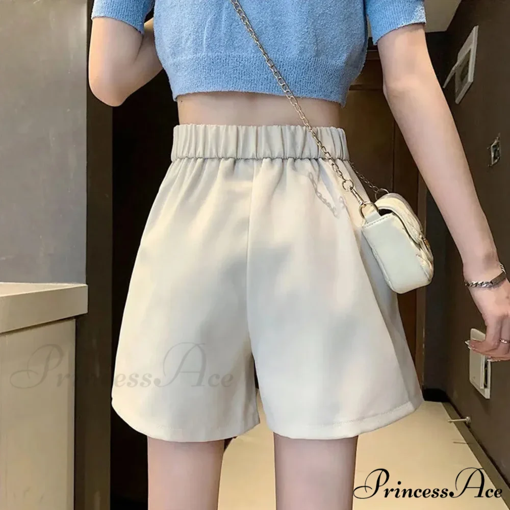 High Waisted Pleated Casual A Lined All-Match Short - Image 2