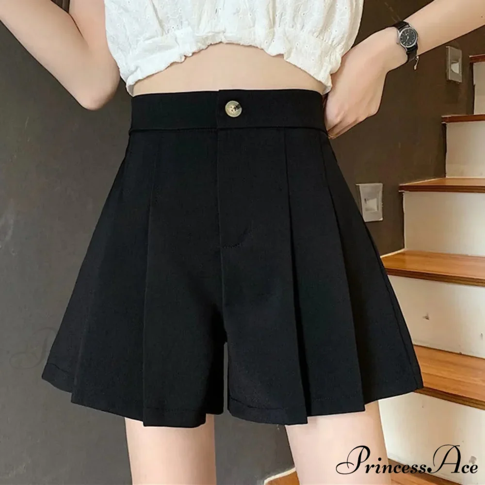 High Waisted Pleated Casual A Lined All-Match Short - Image 3