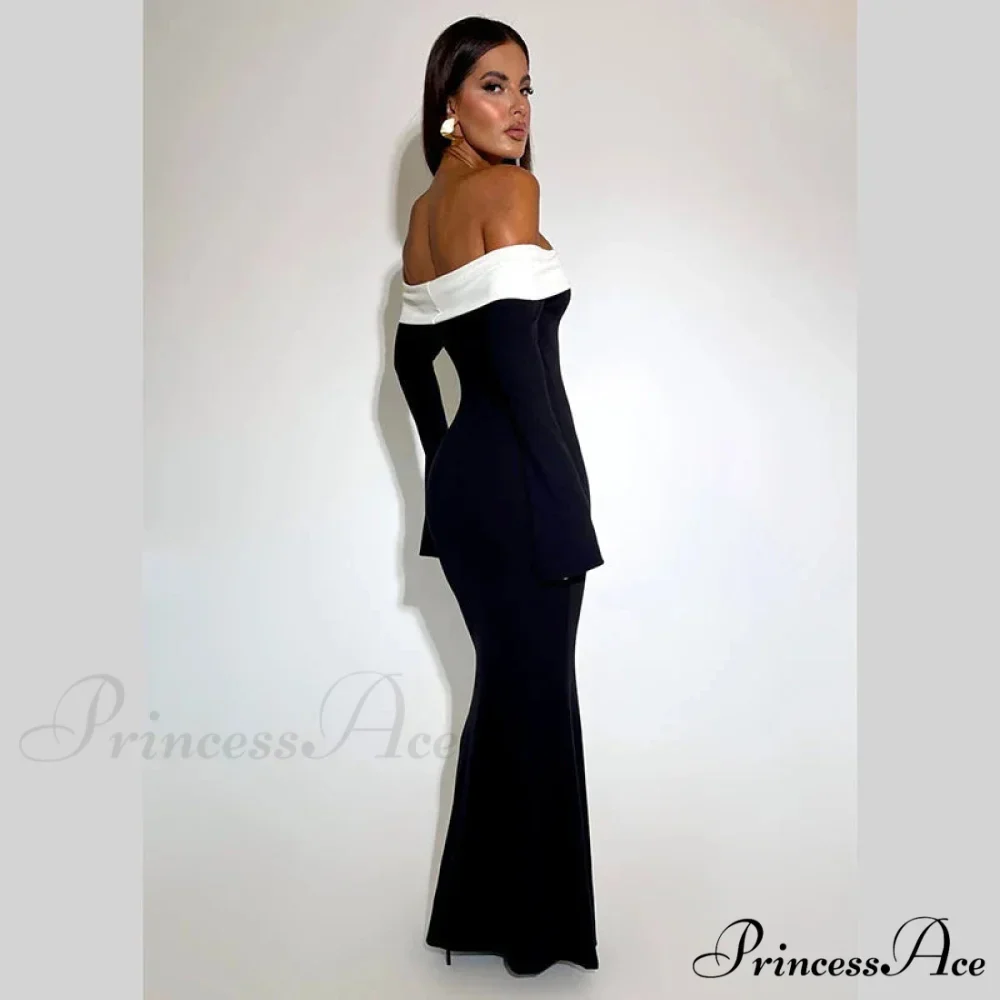 Autumn Club Neck Backless Patchwork Sexy Elegant Long Sleeve High Waist Midi Party Bodycon Dress - Image 2