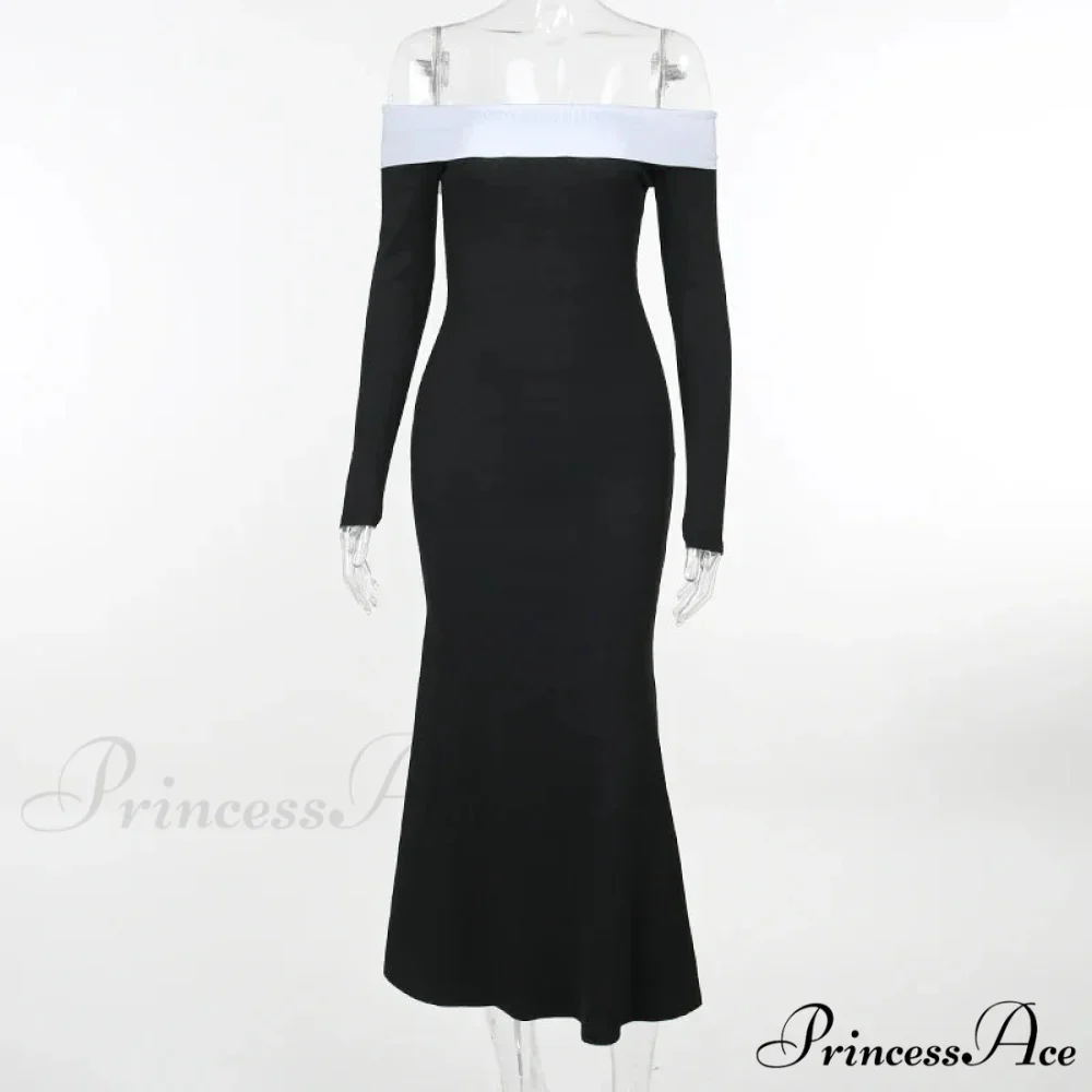 Autumn Club Neck Backless Patchwork Sexy Elegant Long Sleeve High Waist Midi Party Bodycon Dress - Image 3