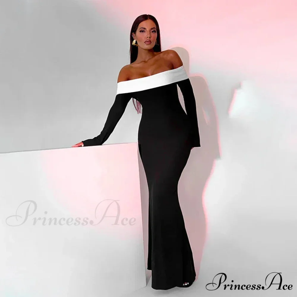 Autumn Club Neck Backless Patchwork Sexy Elegant Long Sleeve High Waist Midi Party Bodycon Dress - Image 4