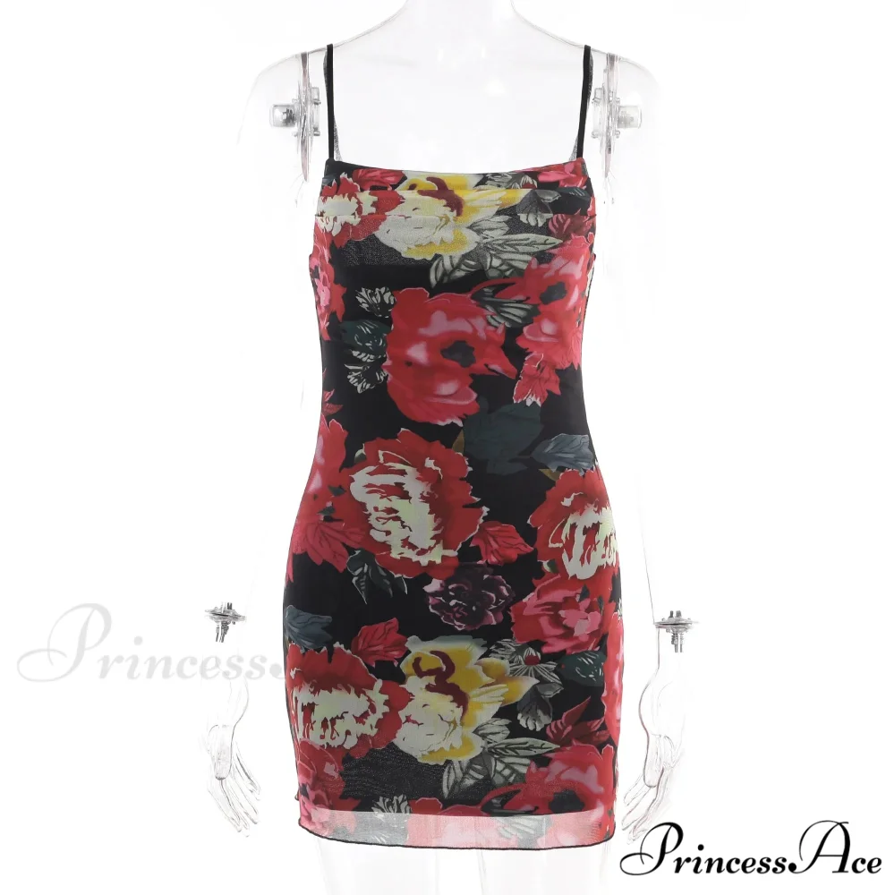 Summer Mesh Strap Mini Print Casual Fashion Sleeveless Party Evening Vestidos Bodycon Dress - Image 3