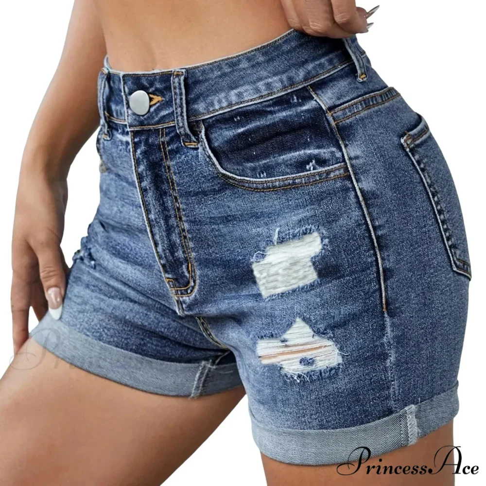 Size Sexy Ripped Denim Stretchy Jean With Pockets Short - Image 2
