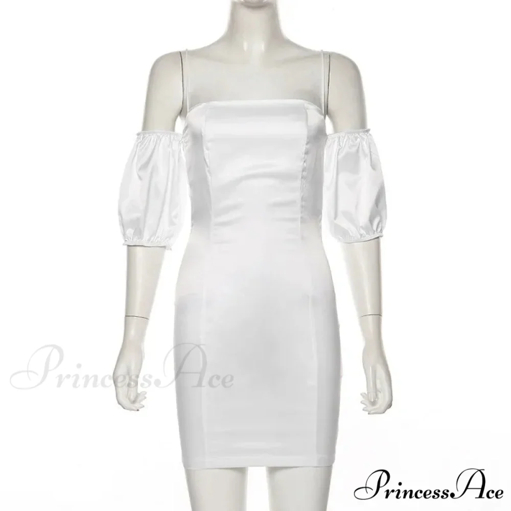 Short-sleeved Solid Strapless Mini Elegant Party Evening Fashion Bodycon Dress - Image 3