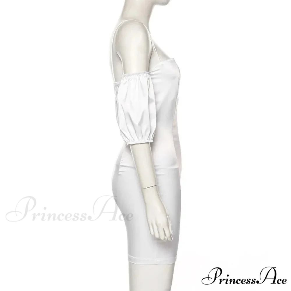Short-sleeved Solid Strapless Mini Elegant Party Evening Fashion Bodycon Dress - Image 4