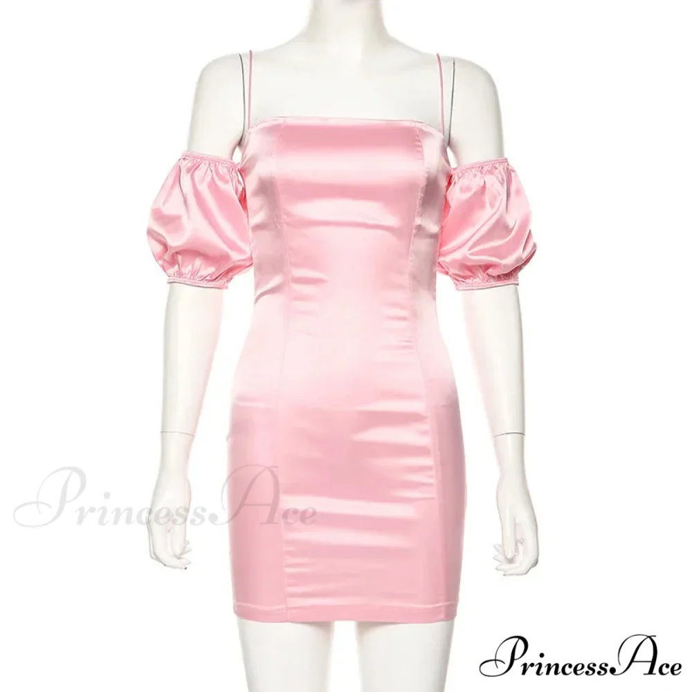 Short-sleeved Solid Strapless Mini Elegant Party Evening Fashion Bodycon Dress - Image 6