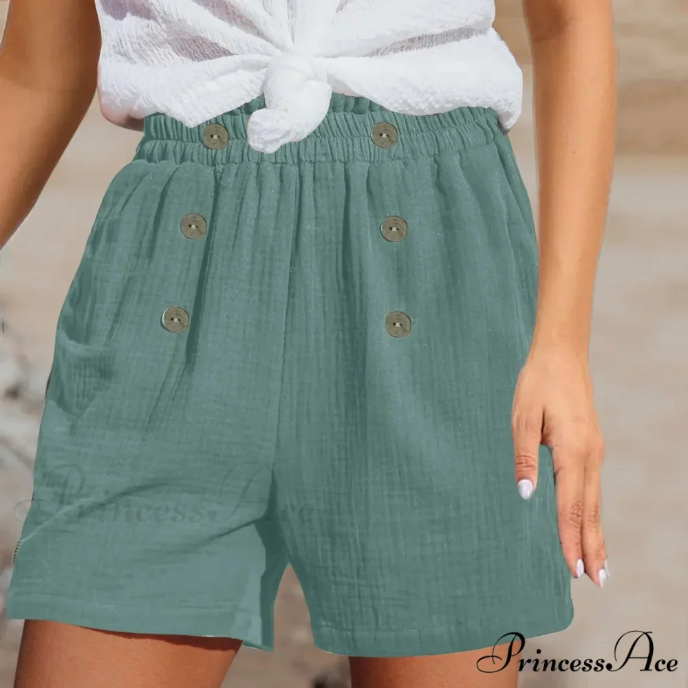 Straight Leg Casual Elastic Waist Sports Cotton Short - Image 7