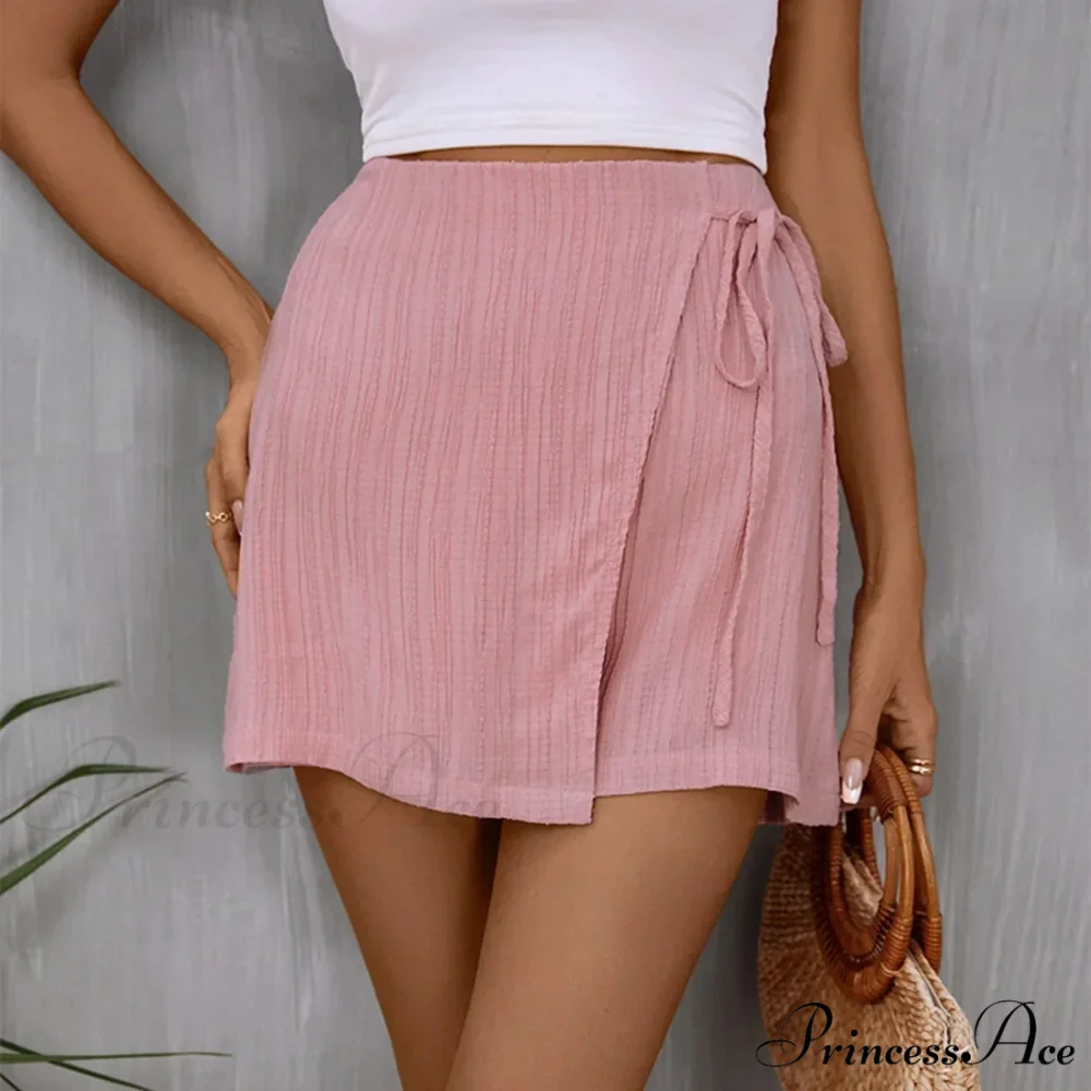 Beach Skirt Casual Zippered High Waisted Textured Short - Image 2