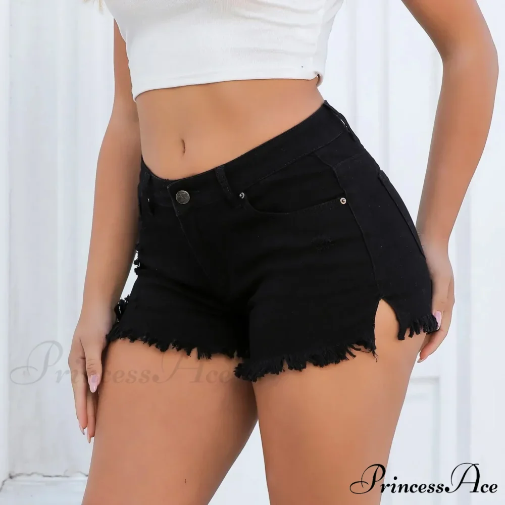 Summer Fashion Women High Waisted Denim Casual Tear Edge Short - Image 2