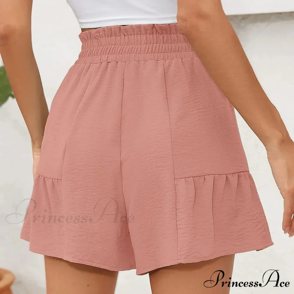 Loose Wide Lightweight High Waisted Adjustable Tie Knot Yellow Short - Image 5