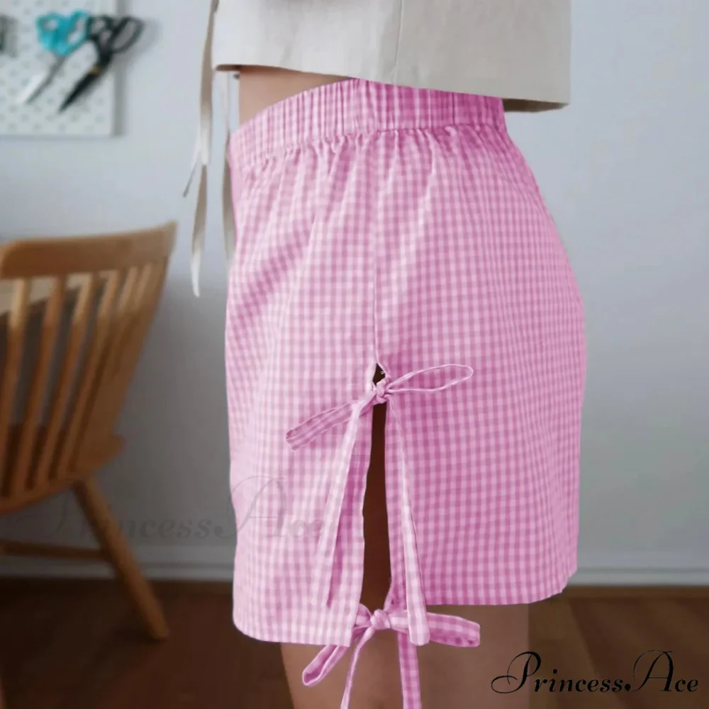 Checkered Side Strap Loose Wide Sweat Fitness Running New Short - Image 4