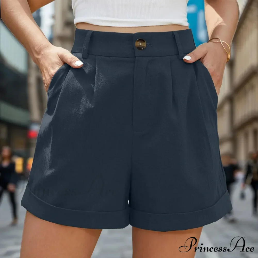 Leg High Waist Linen Pleated Zippered Wrap Commuting Casual Summer Short - Image 5