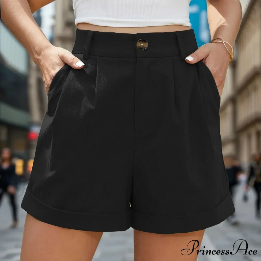 Leg High Waist Linen Pleated Zippered Wrap Commuting Casual Summer Short - Image 6