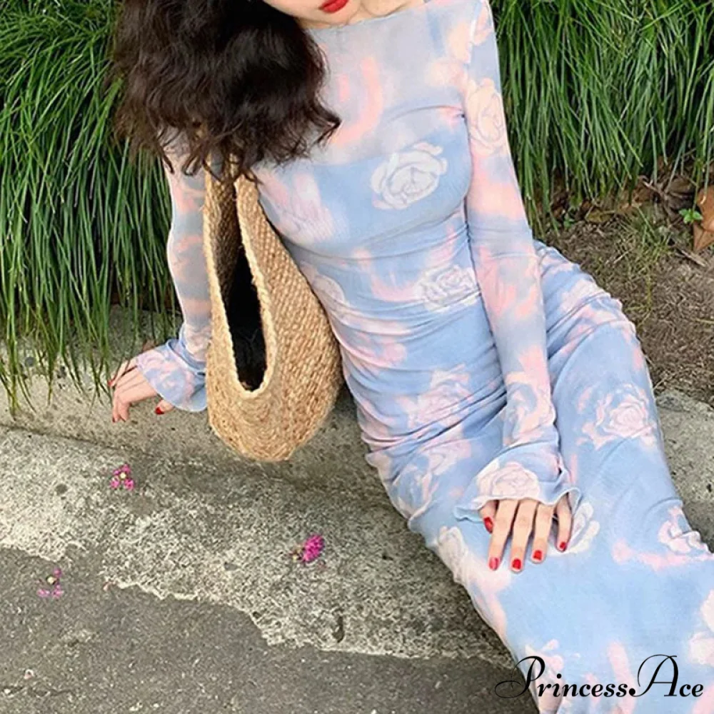 Maxi Autumn Fashion Print Long Casual Elegant Club Party Bodycon Dress - Image 6