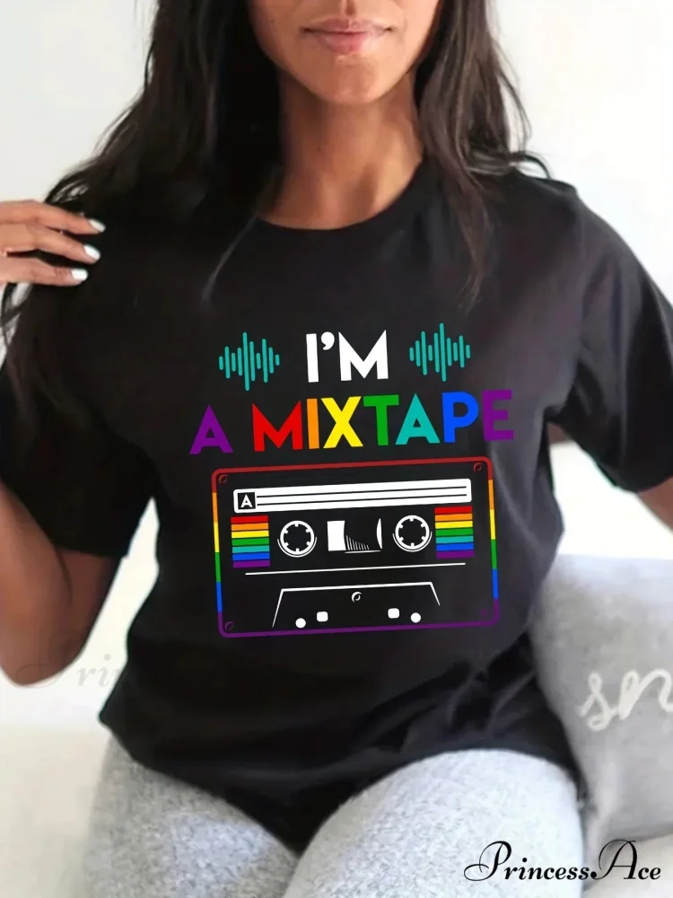 Graphic & Letter Print Casual Short Sleeve Top for Spring & Summer Women's T-shirt - Image 2