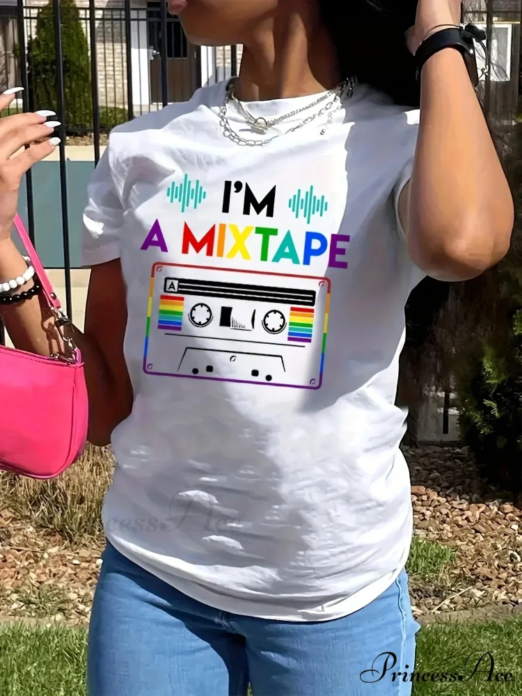 Graphic & Letter Print Casual Short Sleeve Top for Spring & Summer Women's T-shirt - Image 3