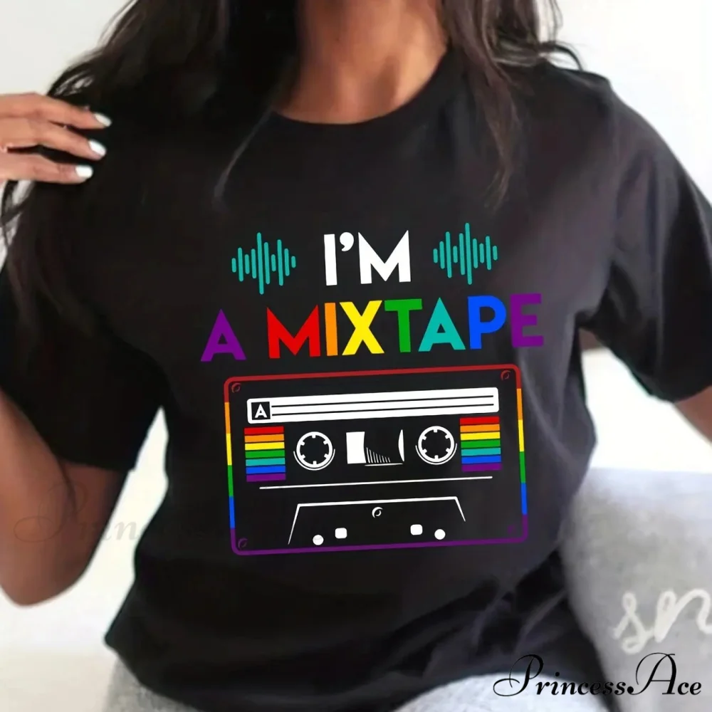 Graphic & Letter Print Casual Short Sleeve Top for Spring & Summer Women's T-shirt - Image 5