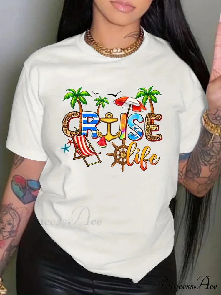 Cruise Casual Short Sleeve Crew Neck Women's Top T-shirt - Image 2