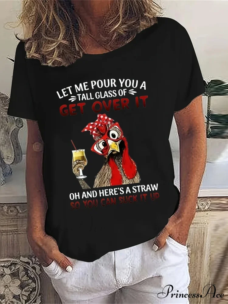 Cartoon Chicken Print Women's Casual Short Sleeve Spring & Summer Top for T-shirt - Image 2