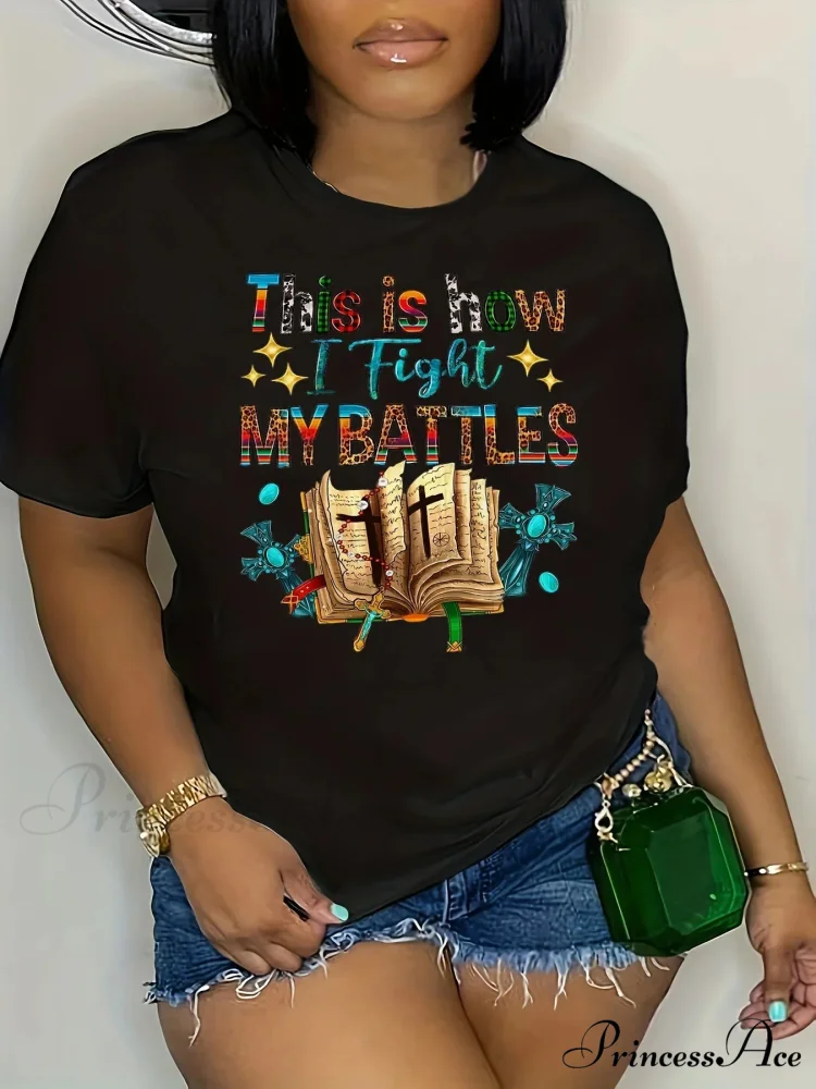 My Printed Tee - Black Fashion Crew Neck Top for Spring/Summer Easy-Care & Comfort Stretch T-shirt - Image 6