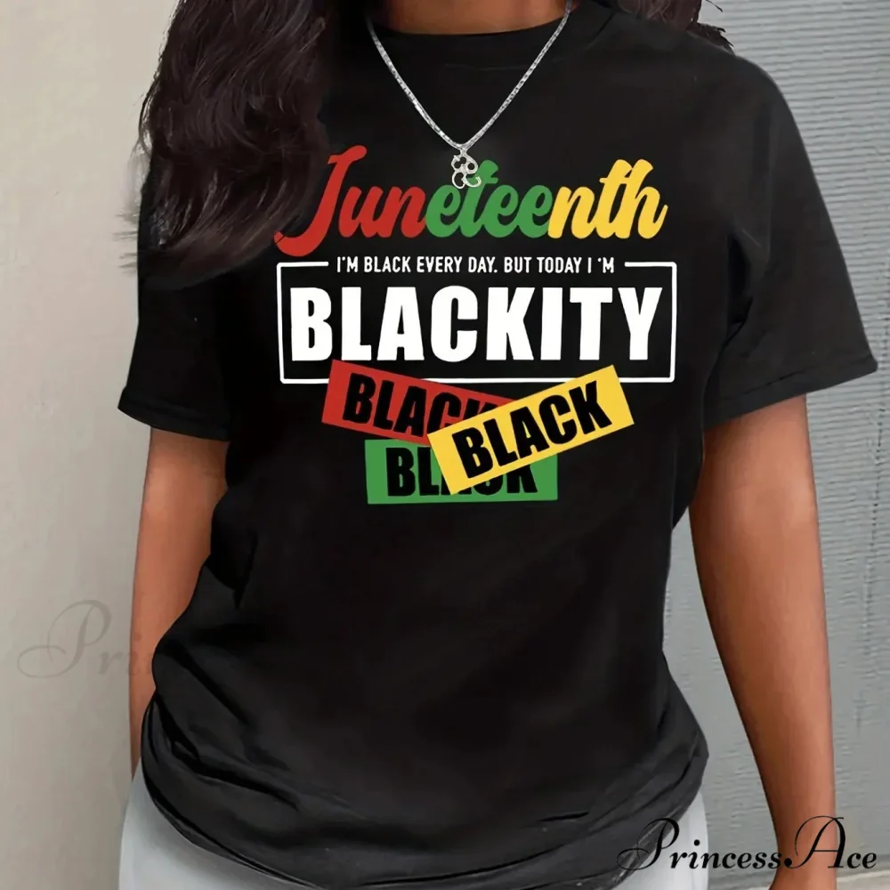 Crew Neck Short Sleeve Letter Print Spring & Summer Women's Clothing T-shirt - Image 6