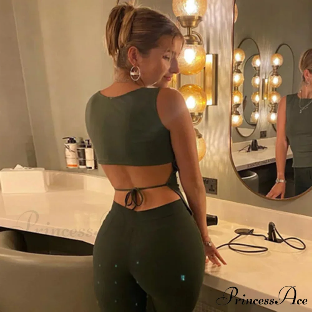 Tied Backless Solid Sleeveless Crop 2024 Summer Sexy Skinny Simple Trim Outfits Mock Neck Basic Tank top - Image 9