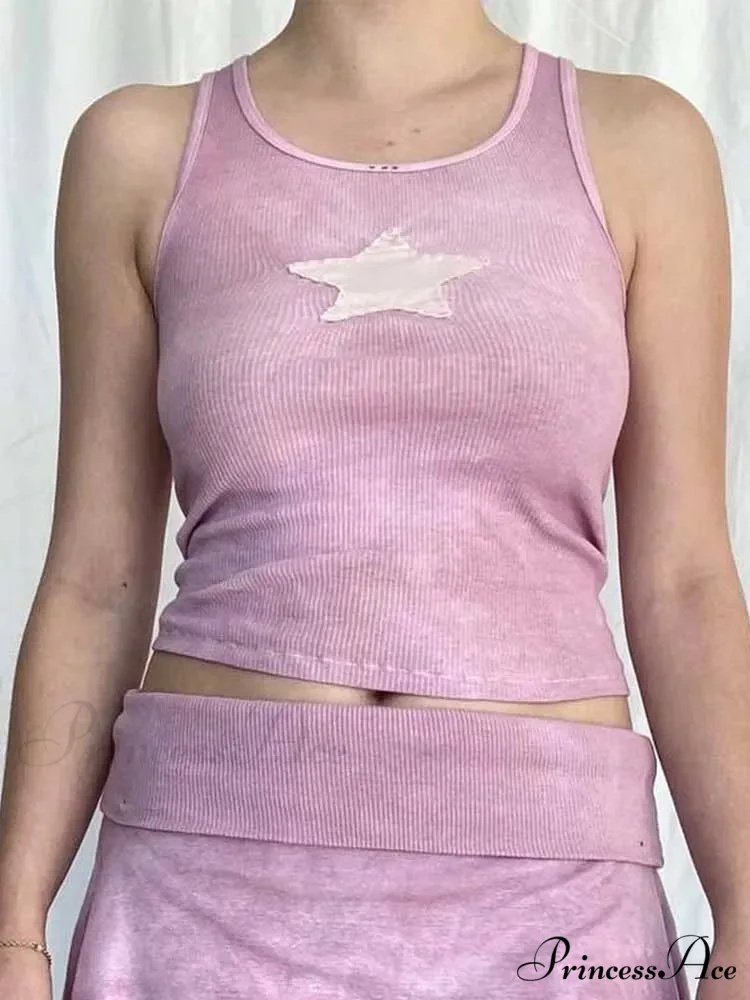 Vintage Knitted Vest Fairycore Star Pattern Sleeveless Summer 2024 Women Slim Harajuku Sweats Shirt Tank top - Image 3