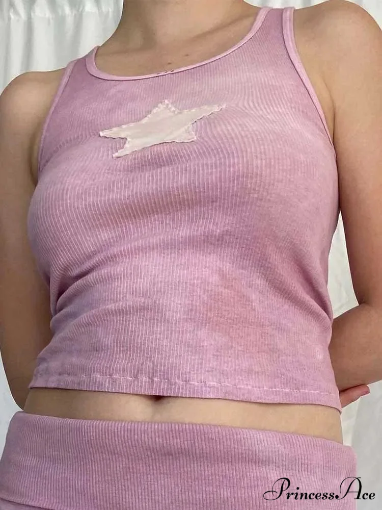 Vintage Knitted Vest Fairycore Star Pattern Sleeveless Summer 2024 Women Slim Harajuku Sweats Shirt Tank top - Image 4