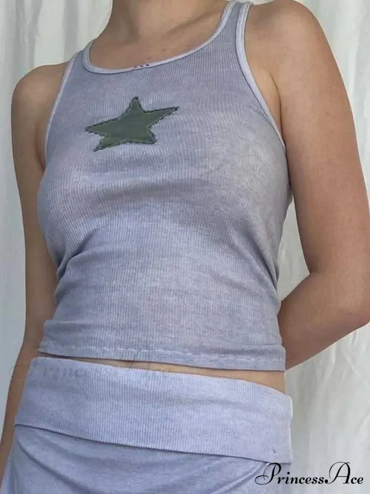 Vintage Knitted Vest Fairycore Star Pattern Sleeveless Summer 2024 Women Slim Harajuku Sweats Shirt Tank top - Image 6