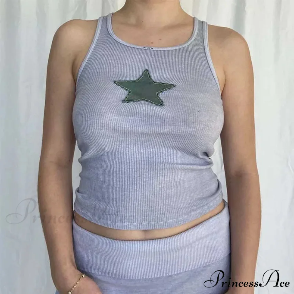 Vintage Knitted Vest Fairycore Star Pattern Sleeveless Summer 2024 Women Slim Harajuku Sweats Shirt Tank top - Image 8