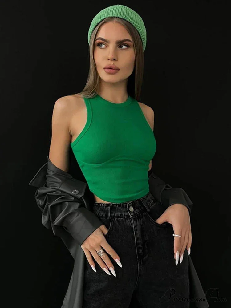 Ribbed Solid Women Skinny O-Neck Sleeveless Body-Shaping All-Matching Vest Female Streetwear Clothing Tank top - Image 4