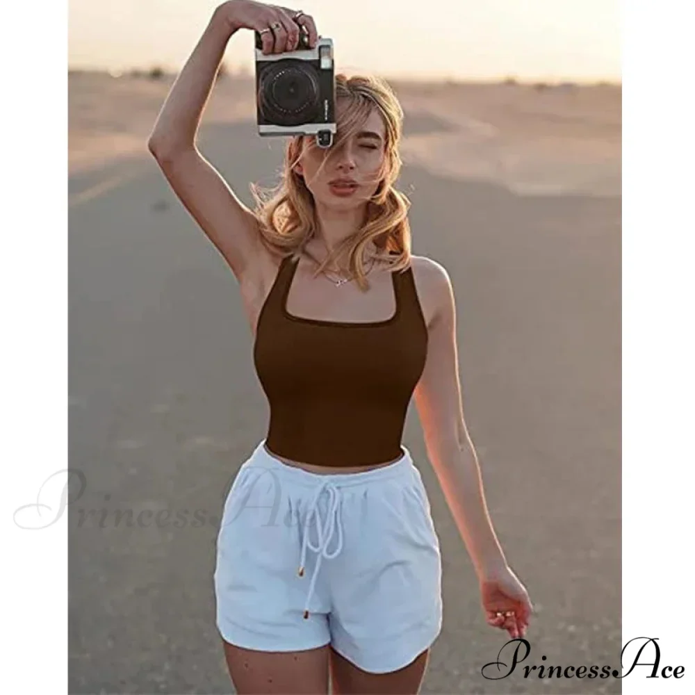 Women Square Neck Ribbed Camisole Women Summer Basic Elastic Sleeveless Crops Tank top - Image 10