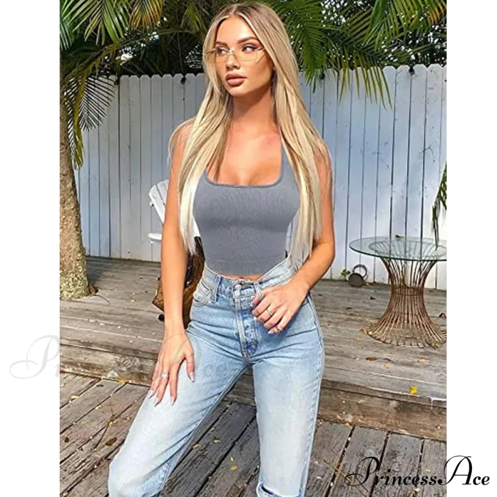 Women Square Neck Ribbed Camisole Women Summer Basic Elastic Sleeveless Crops Tank top - Image 11