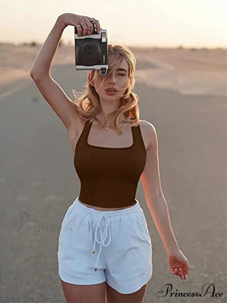 Women Square Neck Ribbed Camisole Women Summer Basic Elastic Sleeveless Crops Tank top - Image 6