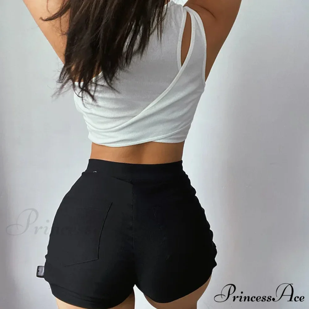 Streetwear Asymmetrical Two Piece Vest Summer Clothes for Women Casual Ribbed Crops Tank top - Image 2