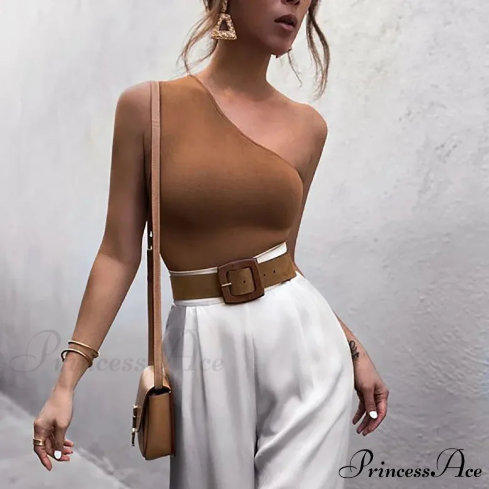 Women Sports Crops Vest Casual Female One Shoulder Summer Outfitss Fitness Elastic Tank top - Image 5