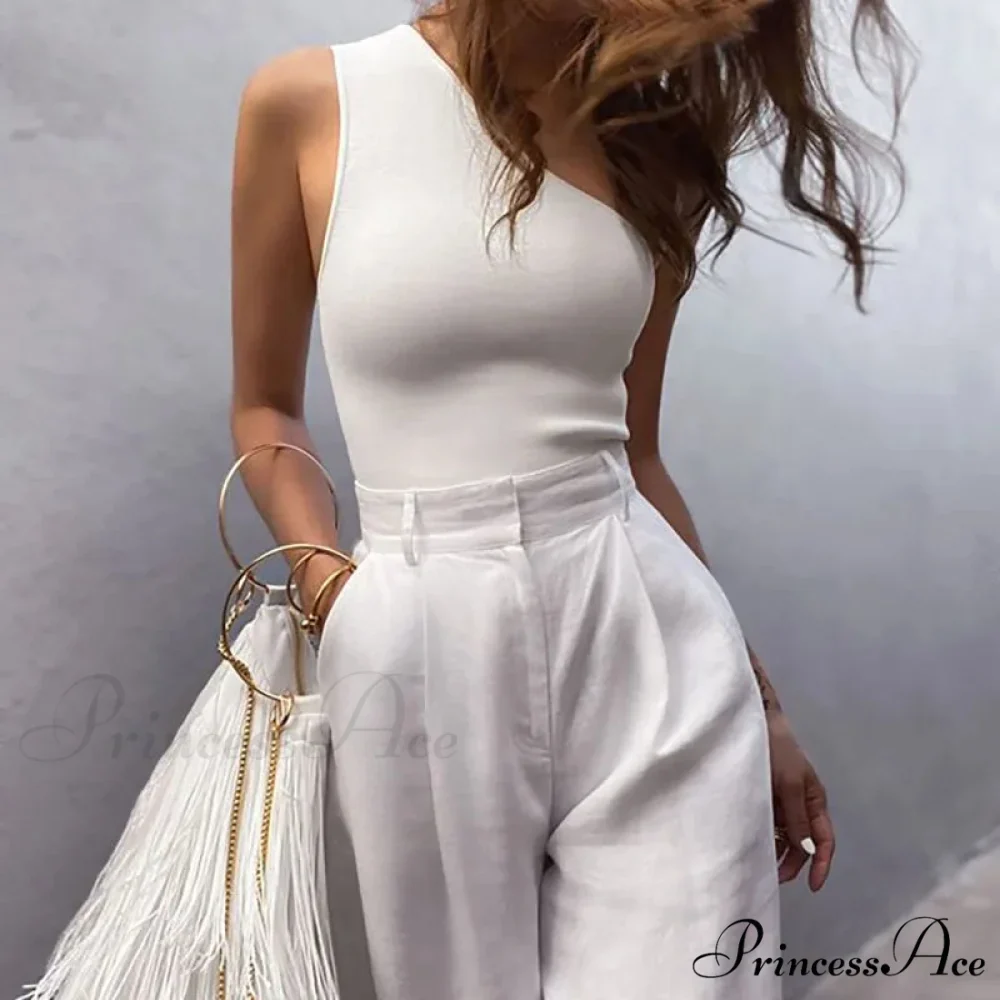 Women Sports Crops Vest Casual Female One Shoulder Summer Outfitss Fitness Elastic Tank top - Image 6