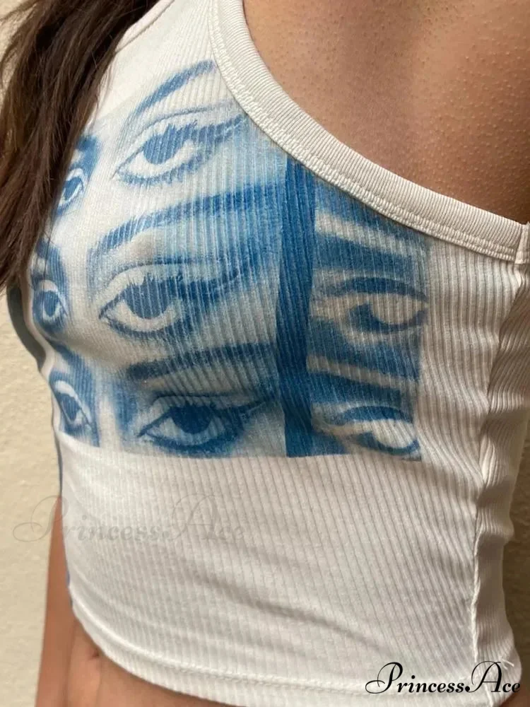 Street Portrait Striped Girl Fashion Sleeveless Off Shoulder Slim Fit Baby Tight Y2K Short Style Aesthetic EMO Tank top - Image 2