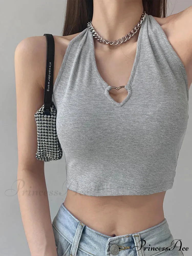 Women V Neck Hollow Out Halter Camis 2024 Summer Fashion Slim Cropped Lace Up Camisole Tank top - Image 3