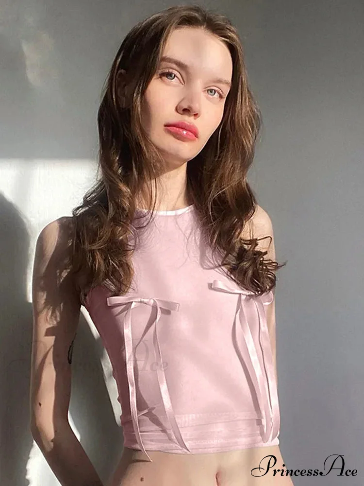 Pink Crop Female Sleeveless Vests Streetwear Y2k Fairy Grunge Summer Solid Color Tube Babys Women's Clothing Tank top - Image 5