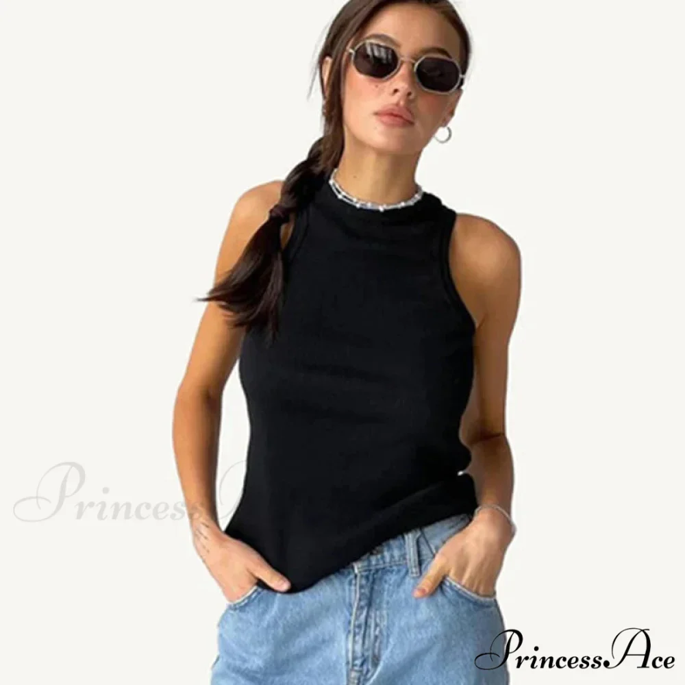 Ribbed Knitteds Neck Summer Shirts White Black Casual Sport Vest Off Shoulder Green Women's Tank top - Image 7