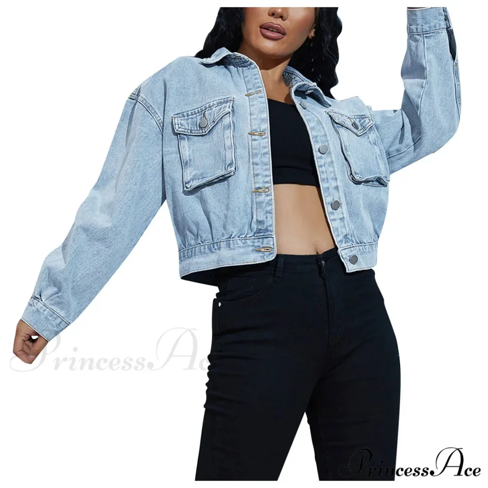 Short Long Sleeve Single Breasted Drop Shoulder Pocket Crop Warm Chic Stylish Fashionable Versatile Jacket - Image 2