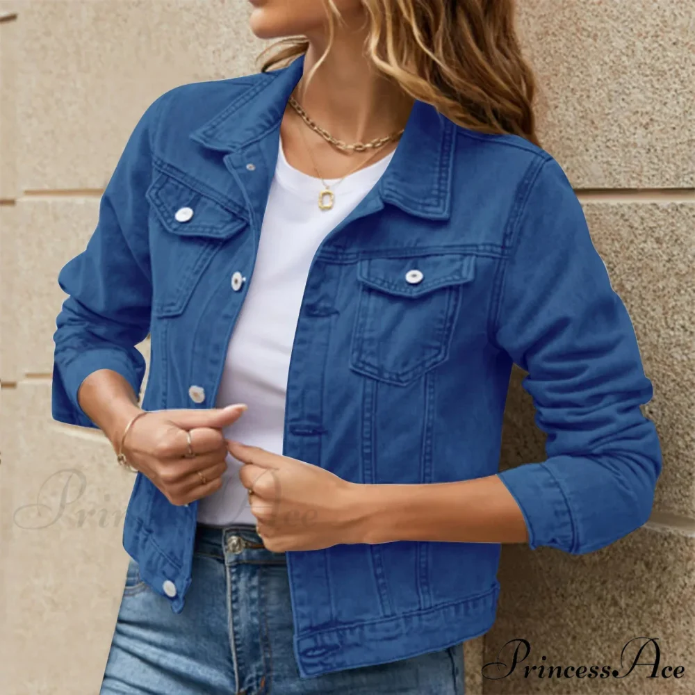 Short Basic Solid Button Down Over Coats Turn Down Collar Long Sleeved Warm Chic Stylish Elegant Fashionable Jacket - Image 2