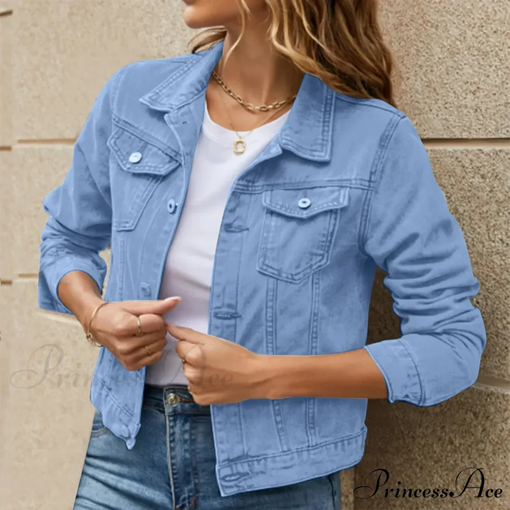 Short Basic Solid Button Down Over Coats Turn Down Collar Long Sleeved Warm Chic Stylish Elegant Fashionable Jacket - Image 4